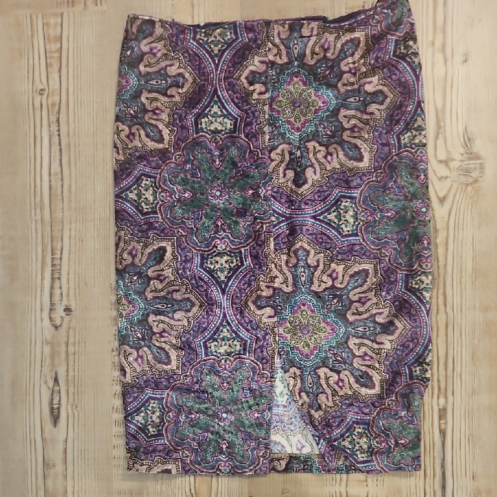 Smoochyvelvet Y2k Purple Paisley Patterned Pencil Skirt - Picture 4 of 5